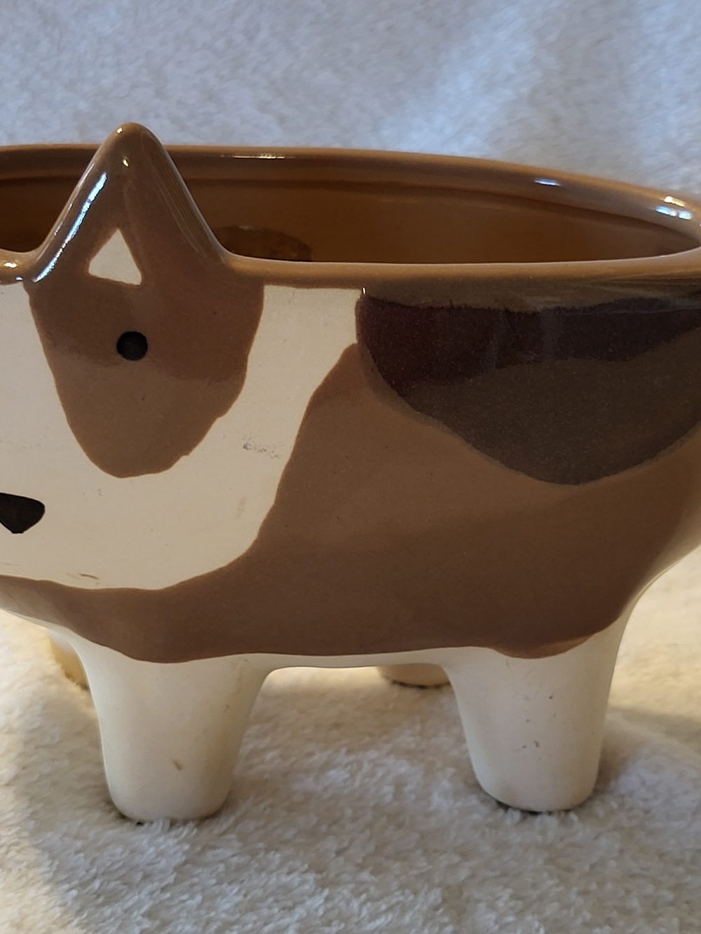 Ceramic Dog Puppy Planter Brown Cream World Market Plants Home Decor Garden